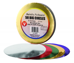 Circles - 5", 50 Ct., Metallic Foil Board